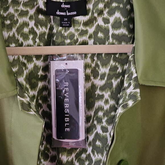 Dennis Basso Reversible Green/Leopard Print, Size 3X - Picture 5 of 5